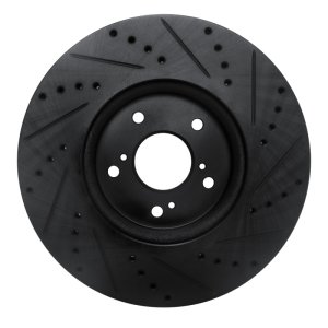 Acura Integra Brake Rotor (1) - Front Left - R1 Concepts - Drilled & Slotted - Black - `13-`25